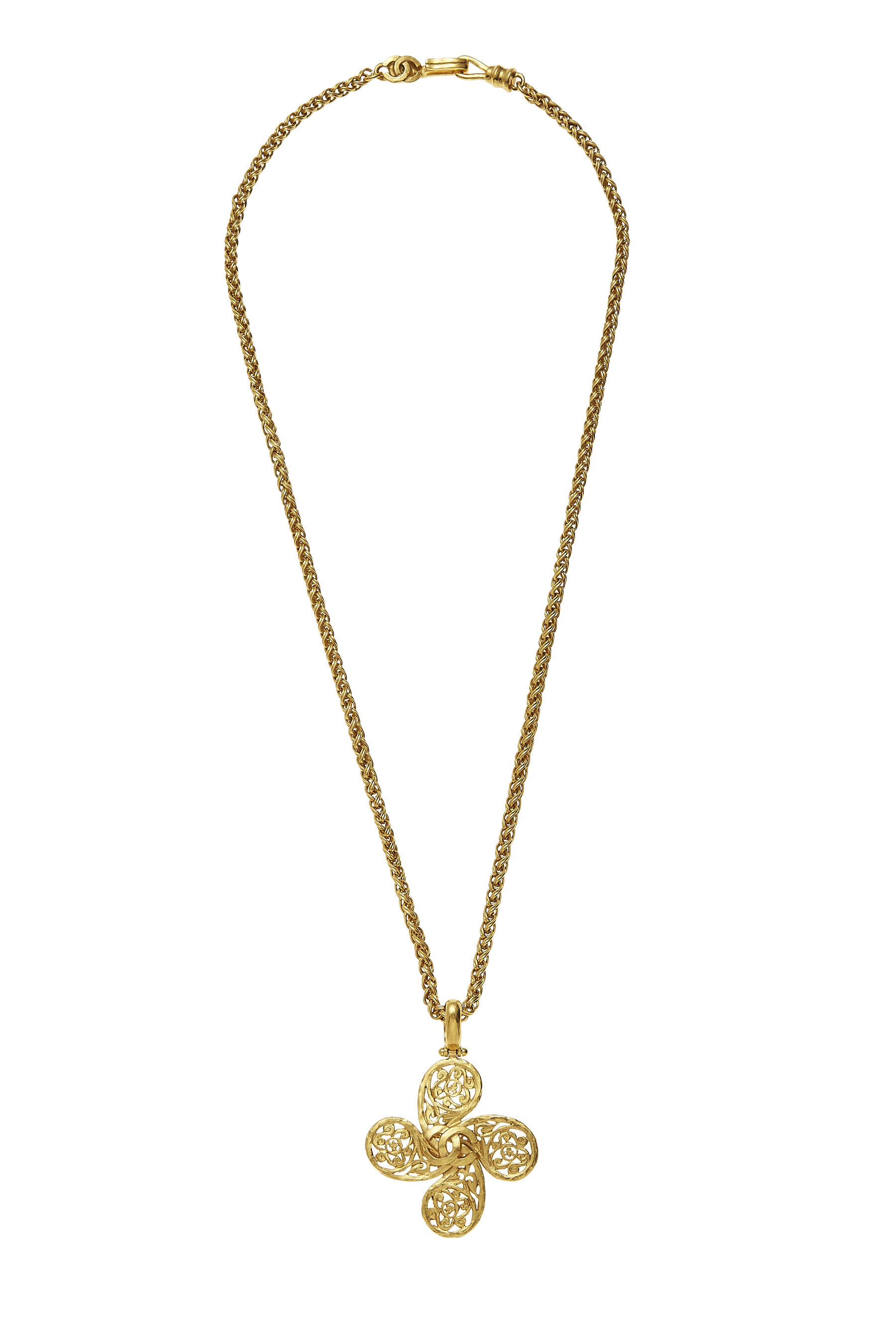 Chanel Clover Gold Chain Pendant Necklace 03P 140304 | eBay